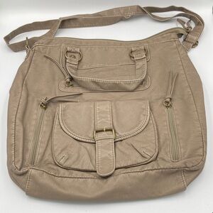Mudd Taupe Large Crossbody Hobo Bag